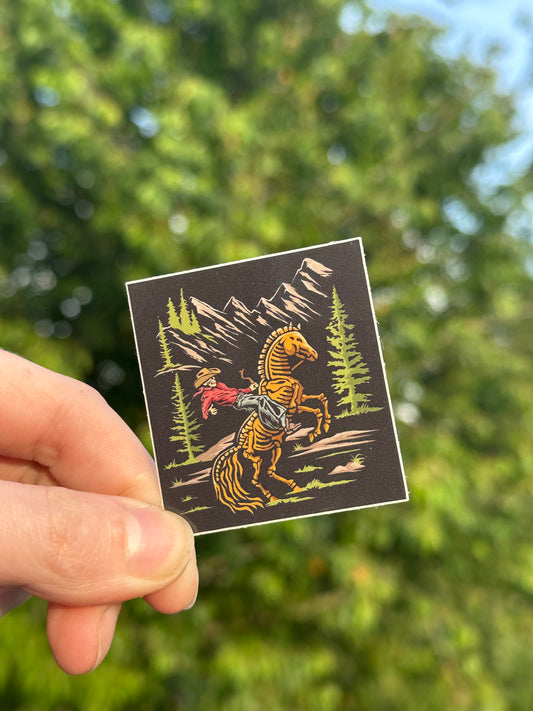 Mountain cowboy sticker