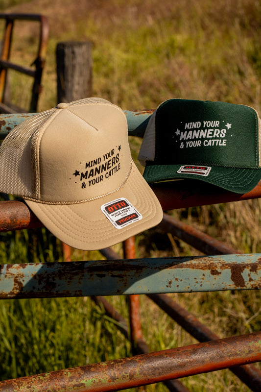 Mind Your Manners & Your Cattle Foam Trucker Hat | Western Snapback Hat