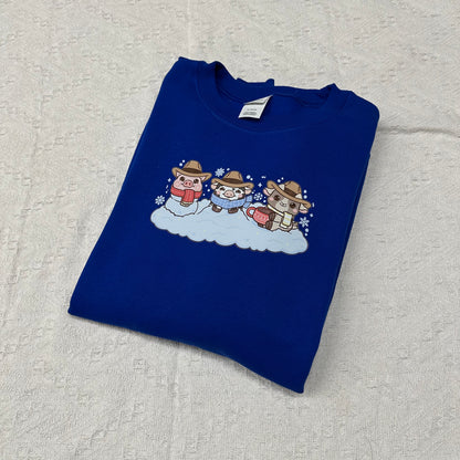 Winter farm animals crewneck | Cowboy Christmas sweatshirt