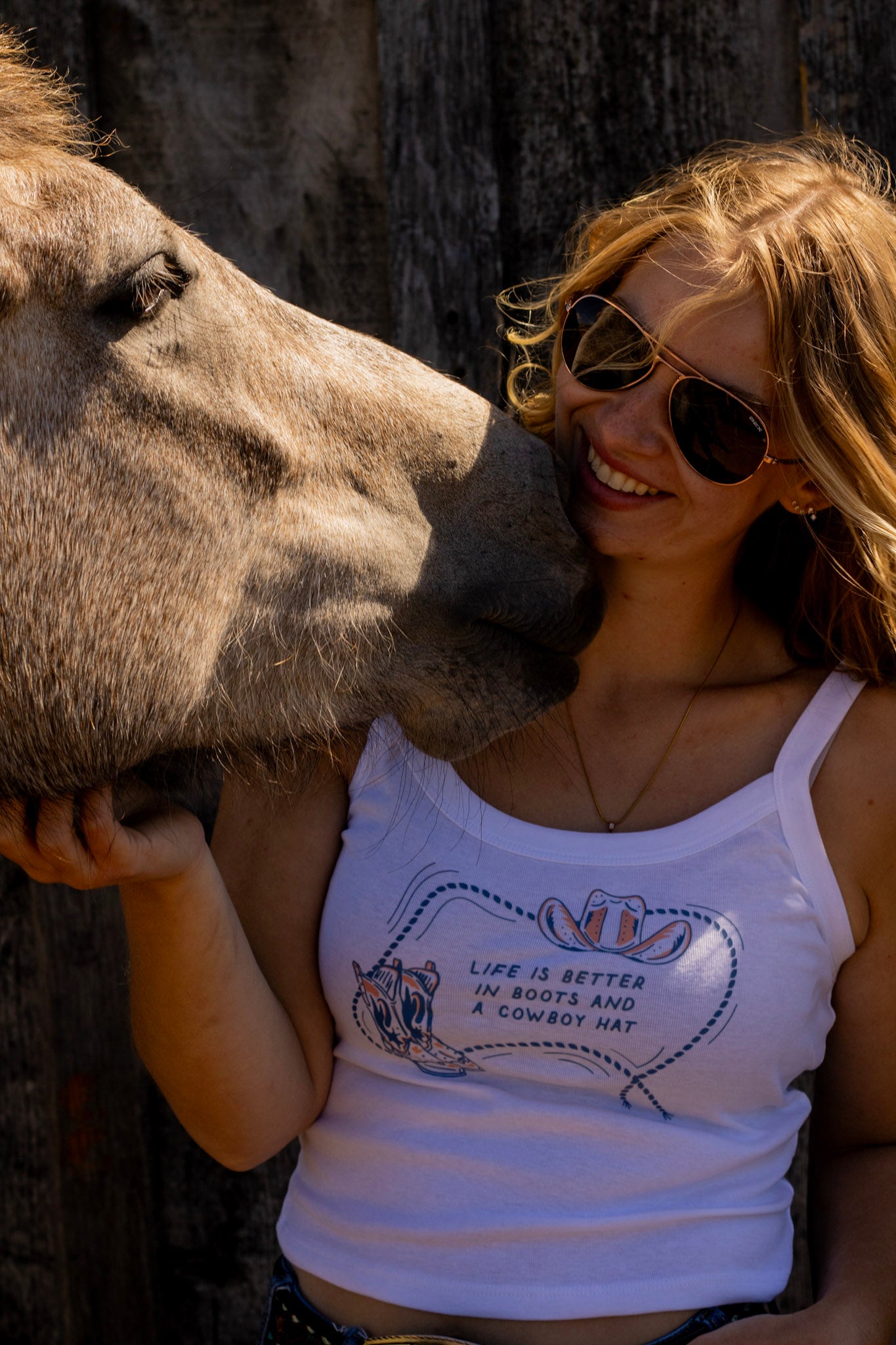Life Is Better in Boots & a Cowboy Hat Fitted Crop Tank | Western Cowgirl Tank