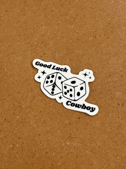 Good luck cowboy dice sticker