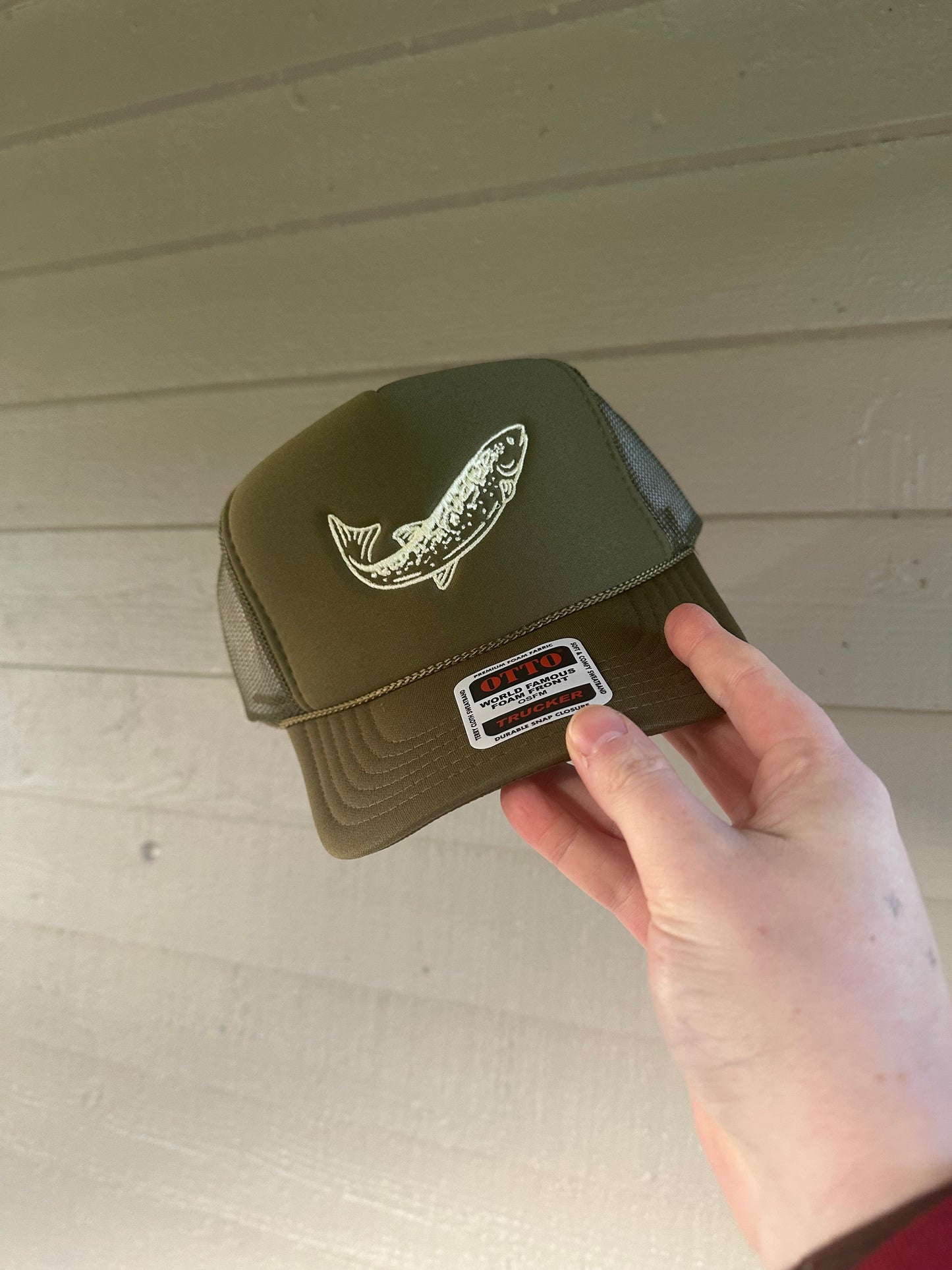 Fish Embroidered Trucker Hat | Otto & Richardson 112