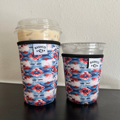 Blue Southwest Patterned Coffee Sleeve | Western Coffee Sleeve