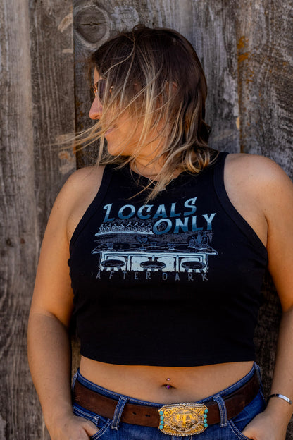 Locals Only After Dark Graphic Top | Western Dive Bar Tee & Crop Tank