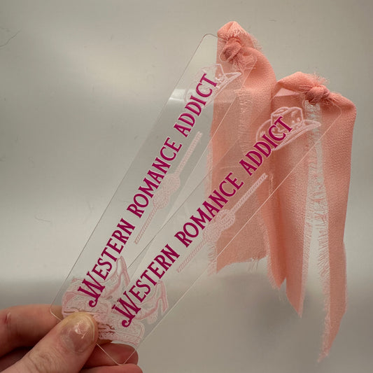 Western Romance Addict Pink Acrylic Bookmark | Western Bookmark