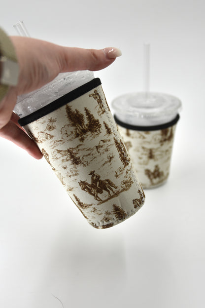 Western Cowboy Coffee Sleeve | Reusable Neoprene Iced Coffee Cup Cover (16–24oz)