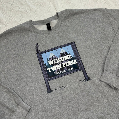 Twin Peaks Inspired Crewneck Sweatshirt | Gildan Heavy Blend | Sand, Grey, White | Cozy Graphic Pullover