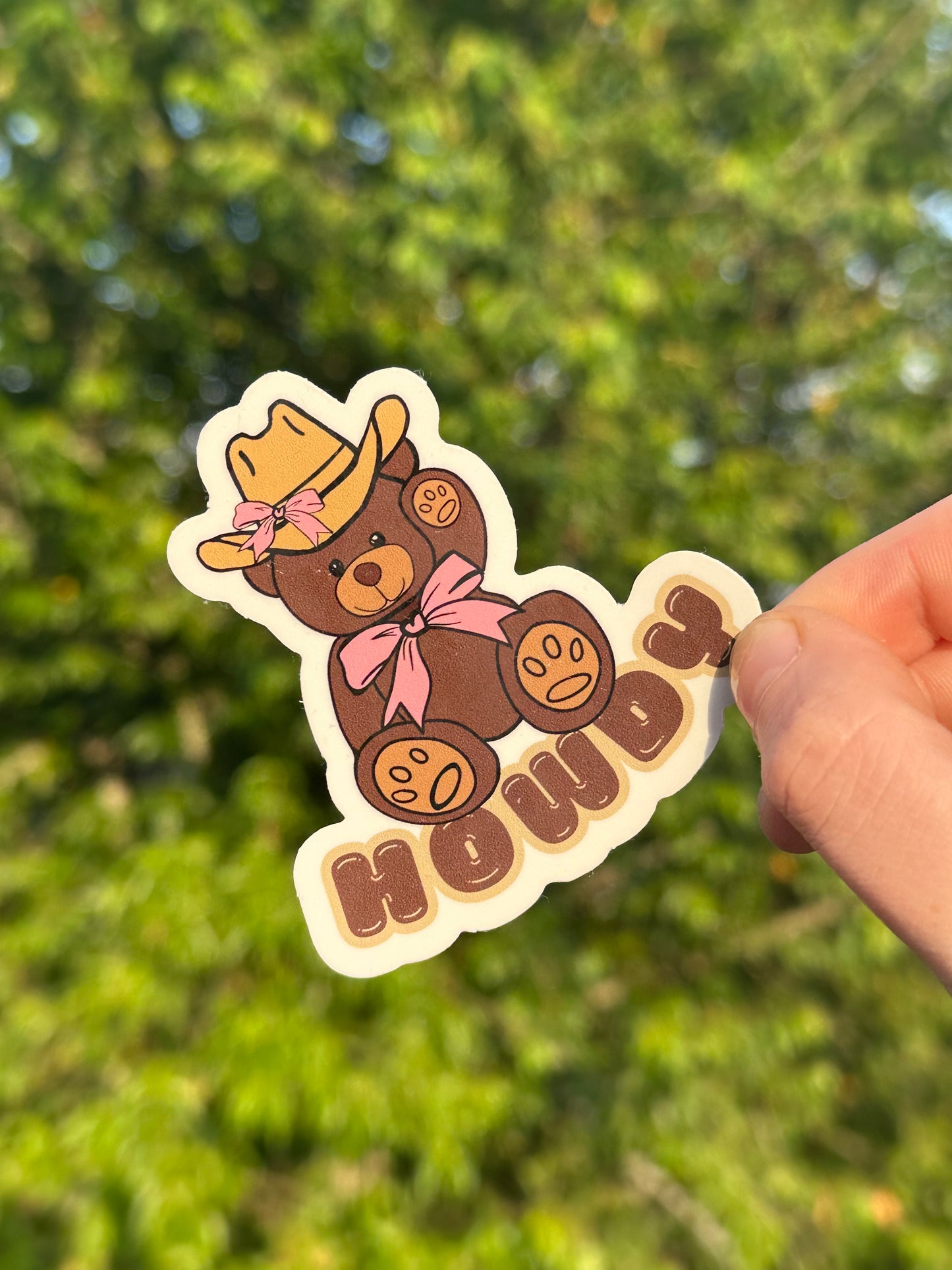 Howdy cowboy teddy bear sticker