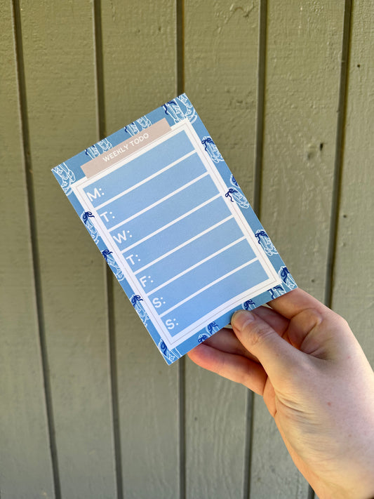 Blue boots weekly post-it note pad | western todo list