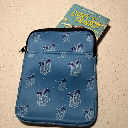 Book Sleeve | Tablet Sleeve | Blue Bow Boots Western Cover