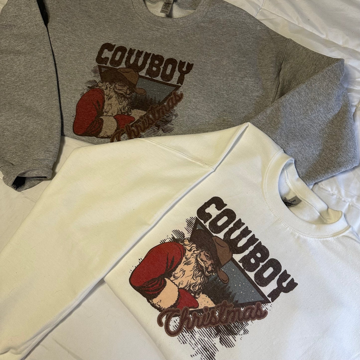 Cowboy Christmas Crewneck – Western Holiday Sweatshirt (Gildan)