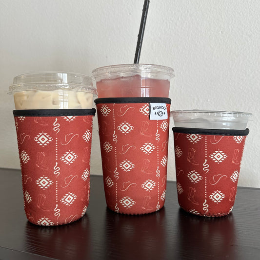 Red snake boots coffee sleeve | western coffee sleeve