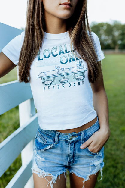 Locals Only After Dark Graphic Top | Western Dive Bar Tee & Crop Tank