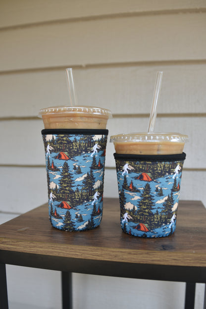 Bigfoot Camping Coffee Sleeve | Reusable Neoprene Iced Coffee Cup Cover (16–32oz)