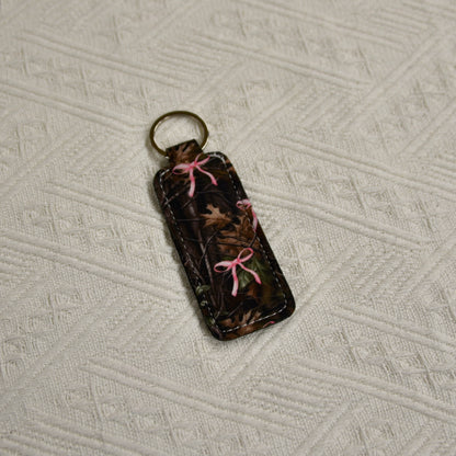 Chapstick Holder Keychain – Cow Print, Camo Pink Bow, Cowboy Toile, & Barn Toile
