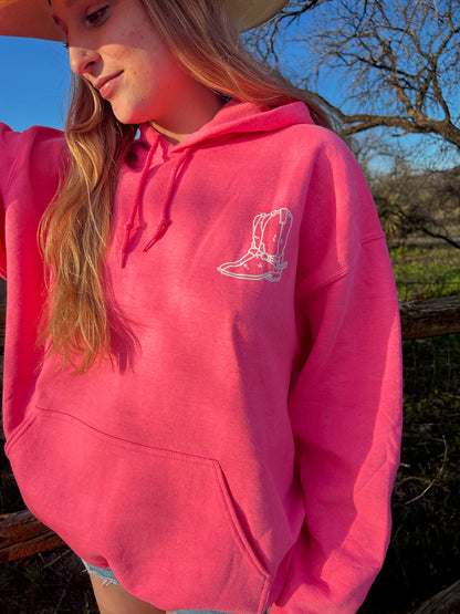 Keep ‘er moving hoodie | Hot pink western hoodie
