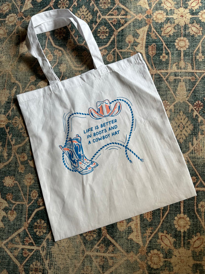 Boots and hat tote bag | Western tote bag | tote bag | book bag