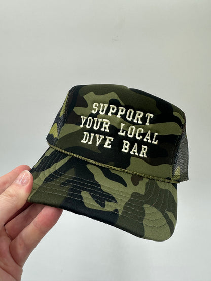 Support your local dive bar embroidered trucker hat!