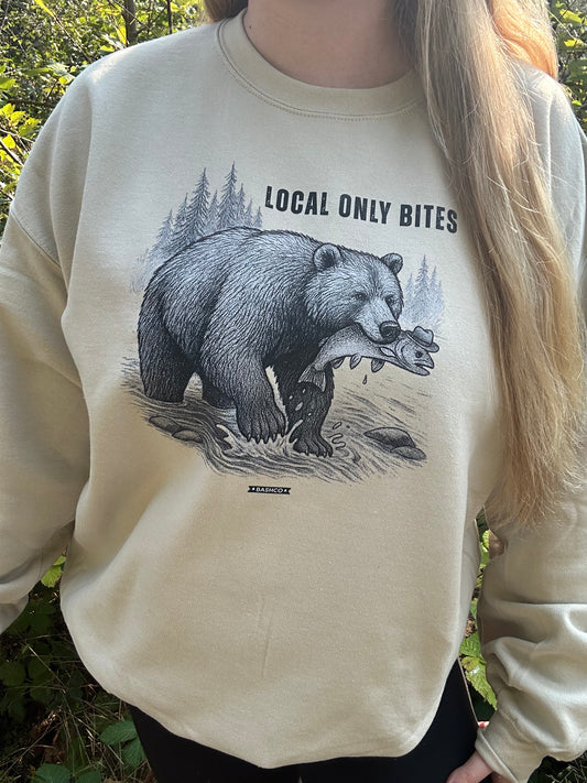 Local Only Bites Bear Crewneck – Western Graphic Gildan Unisex
