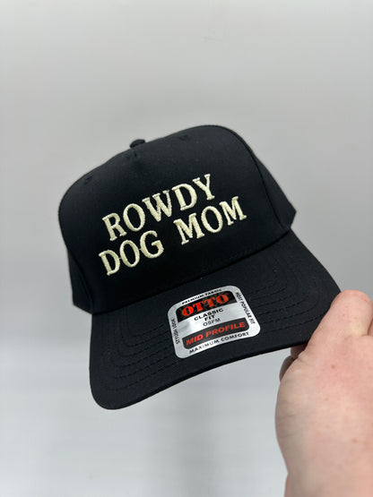 Rowdy Dog Mom Hat – Embroidered Black Trucker Cap for Dog Lovers & Western Style Moms
