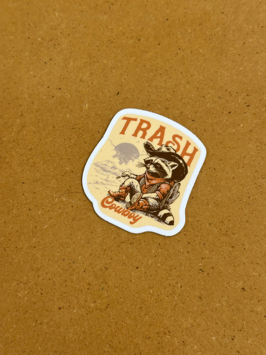 Trash cowboy raccoon sticker