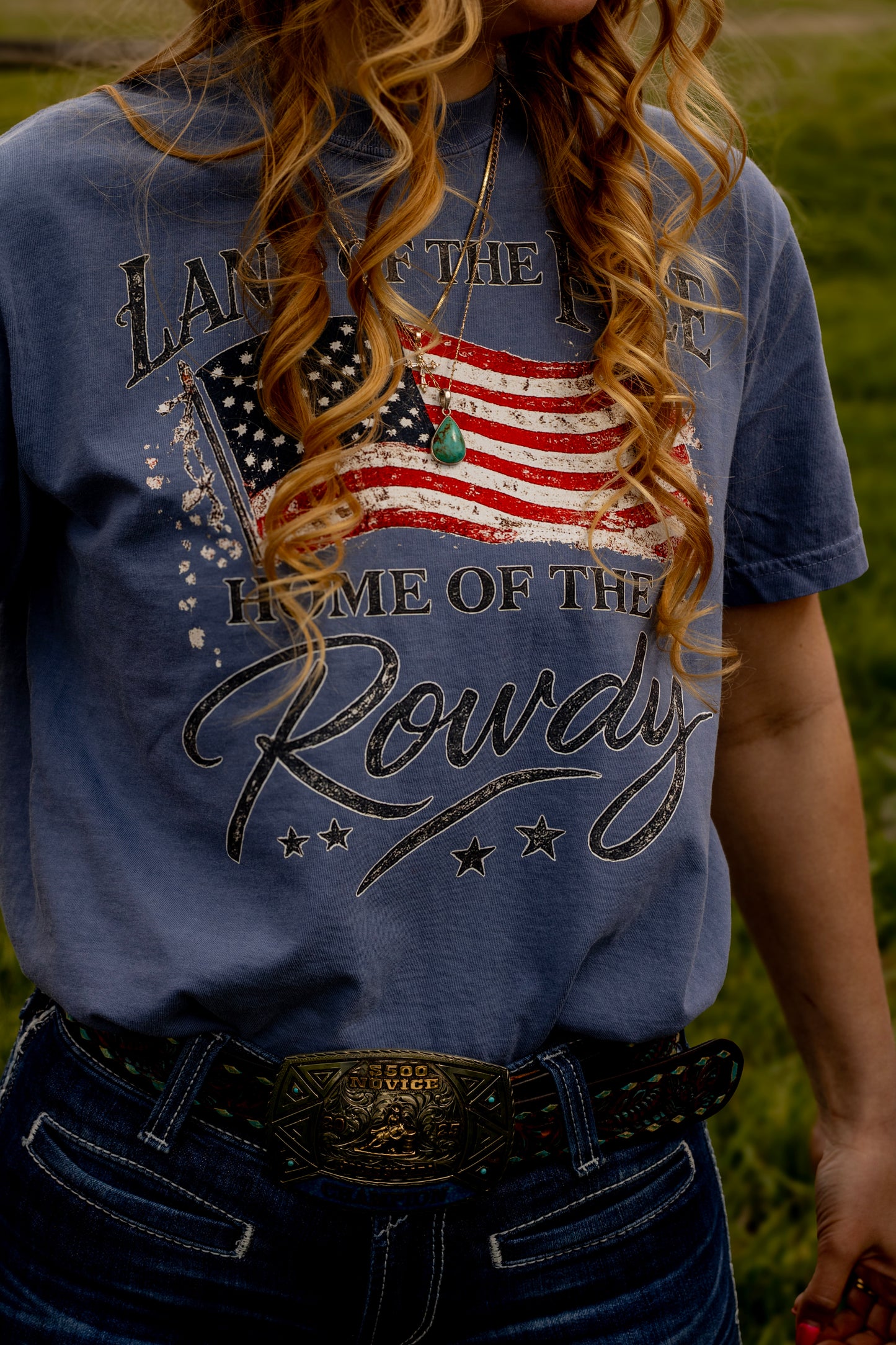 Land of the Free Home of the Rowdy Comfort Colors Tee | Patriotic Western Graphic Tee | Americana 4th of July Shirt