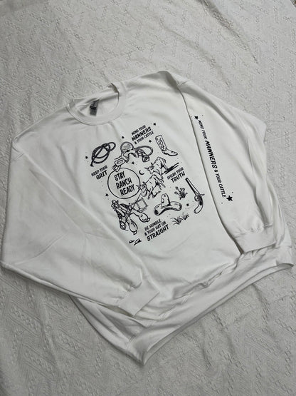 Mind Your Manners Western Graphic Crewneck | Stay Ranch Ready Sweatshirt