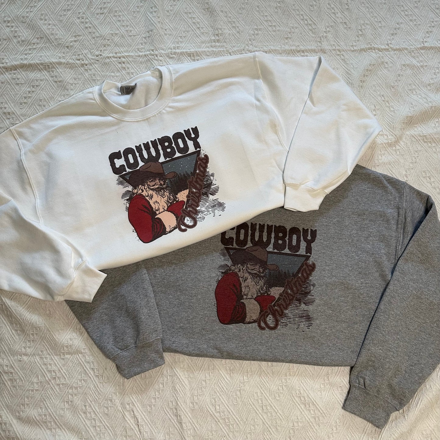 Cowboy Christmas Crewneck – Western Holiday Sweatshirt (Gildan)