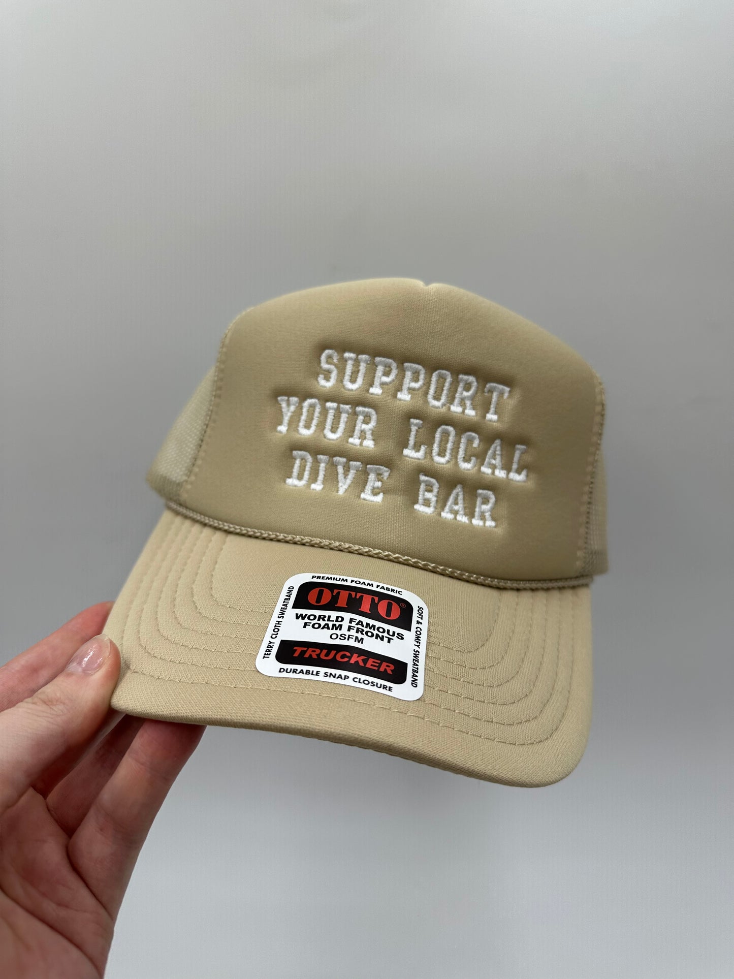 Support your local dive bar embroidered trucker hat!