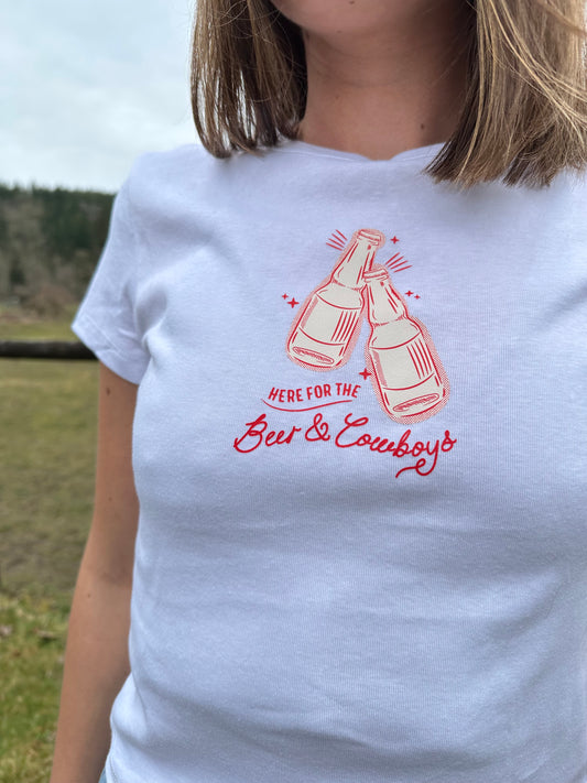 Beer and cowboys baby tee
