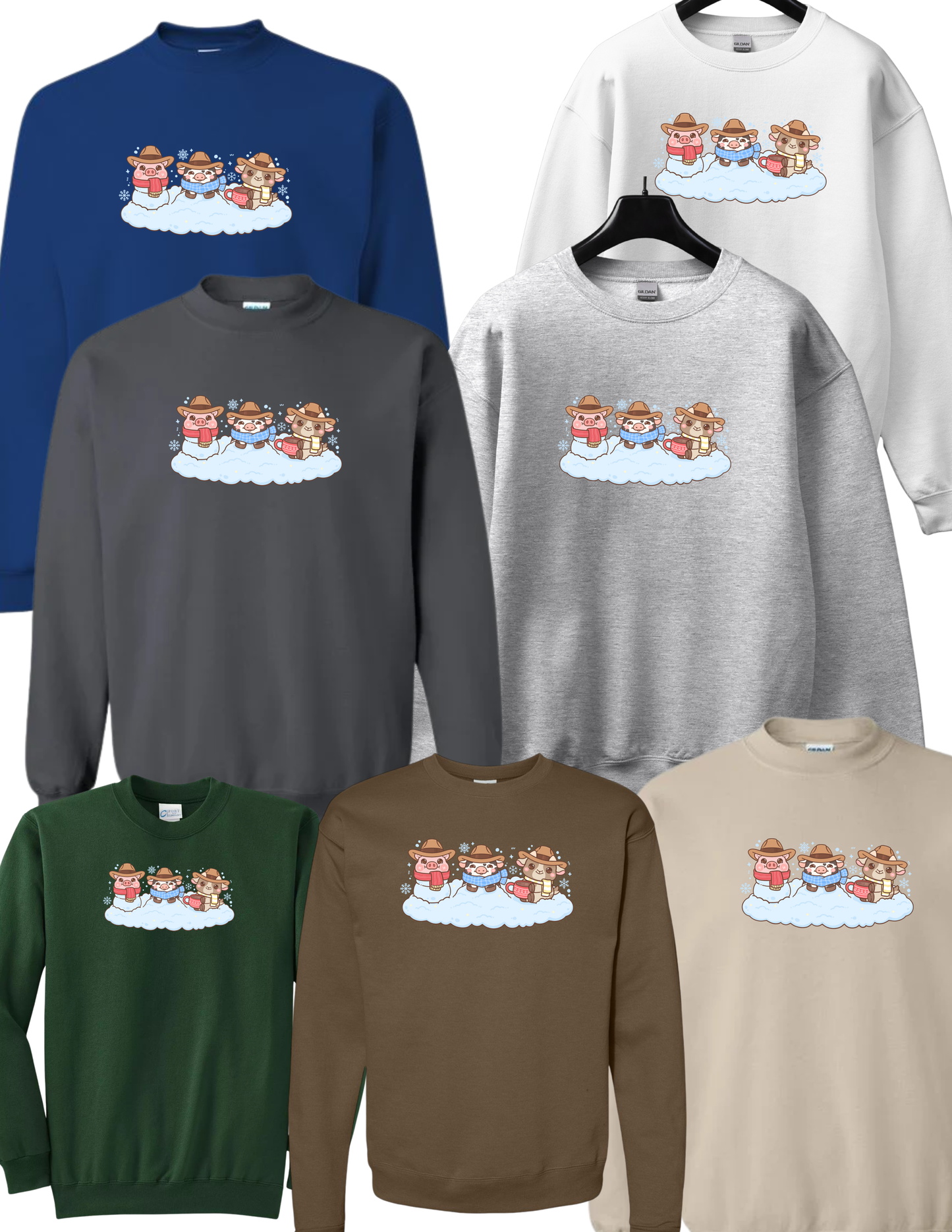 Winter farm animals crewneck | Cowboy Christmas sweatshirt