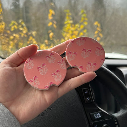 Pink bow boots car coasters | western car coasters