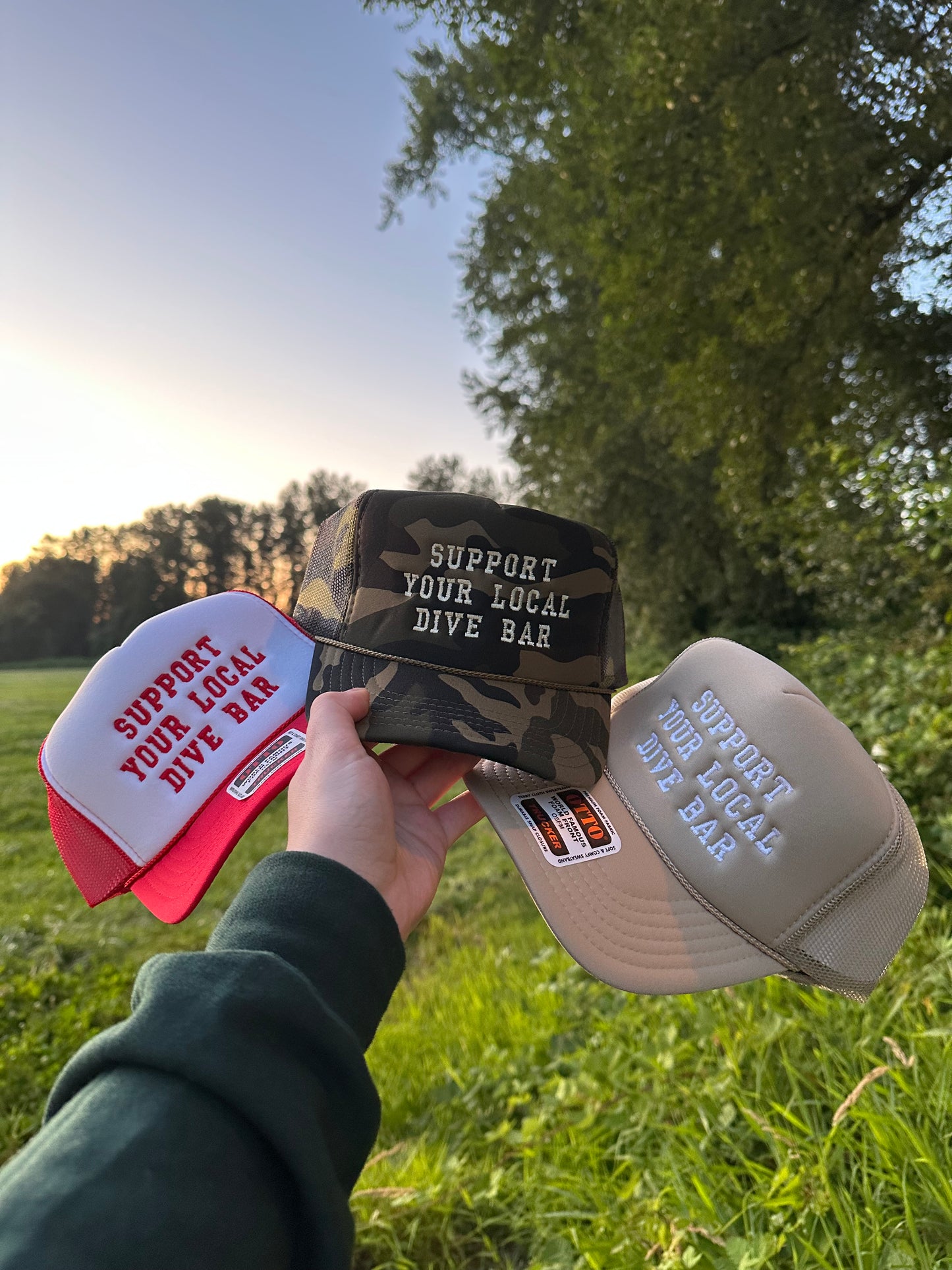 Support your local dive bar embroidered trucker hat!