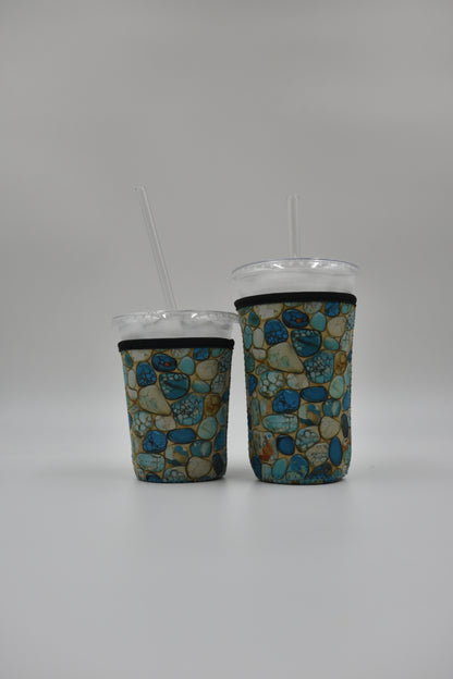 Turquoise stone Coffee Sleeve | Reusable Neoprene Iced Coffee Cup Cover 16-24oz Cowboy Print Eco-Friendly Insulator for Grande & Venti Cups