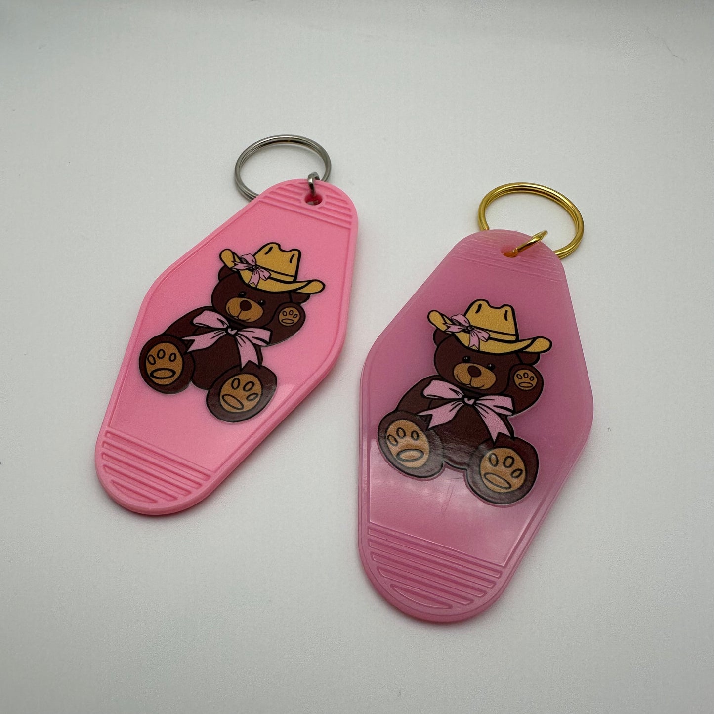 Cowboy teddy bear motel keychain | western keychain