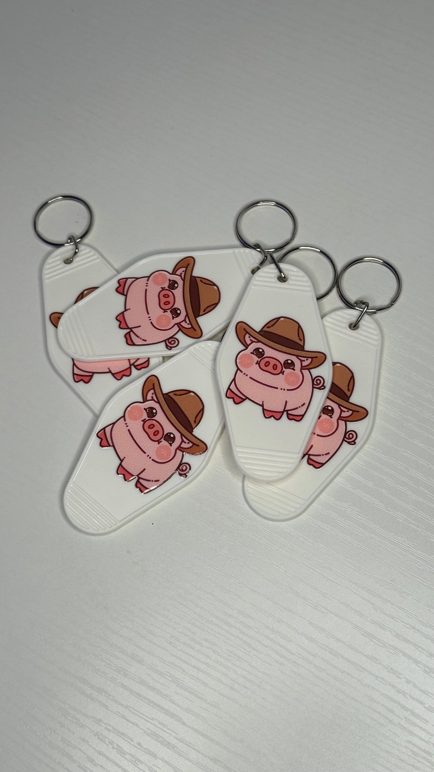 Cowboy piggy motel keychain | western keychain