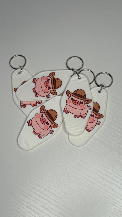 Cowboy piggy motel keychain | western keychain