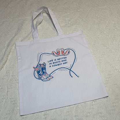 Boots and hat tote bag | Western tote bag | tote bag | book bag