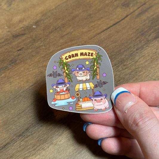 Cowboy farm animal fall sticker
