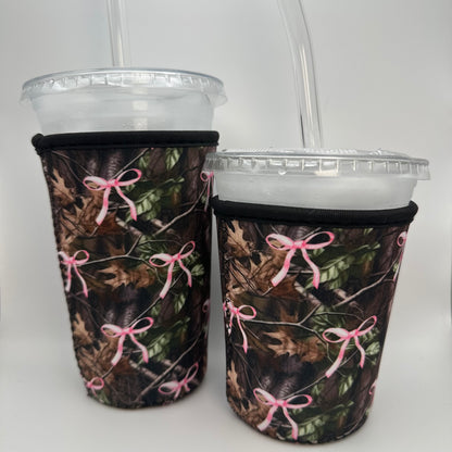 Camo Bow Iced Coffee Cover | Iced Coffee Koozie