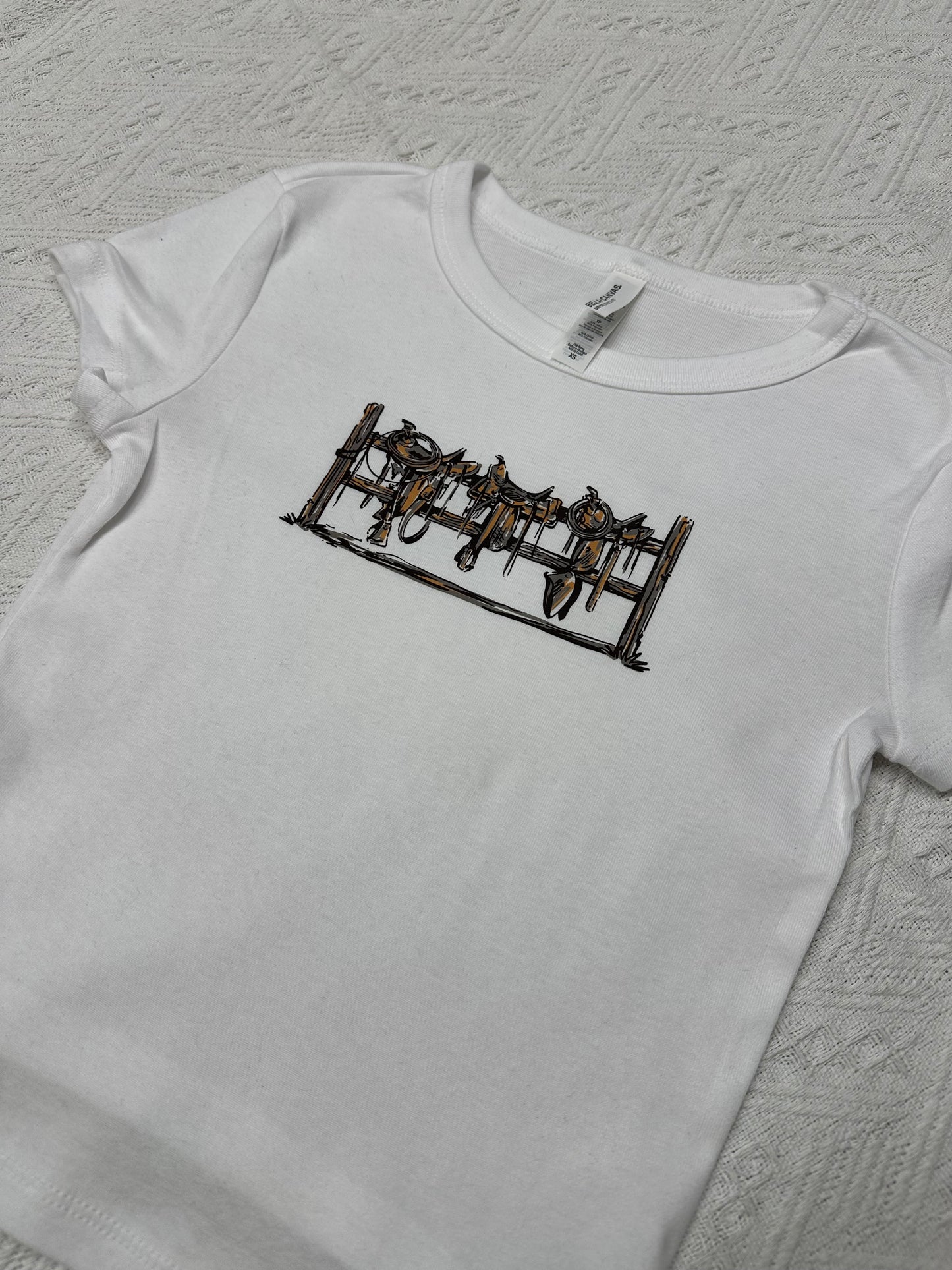 Saddles Up Cropped Tee - Western Tack Tee