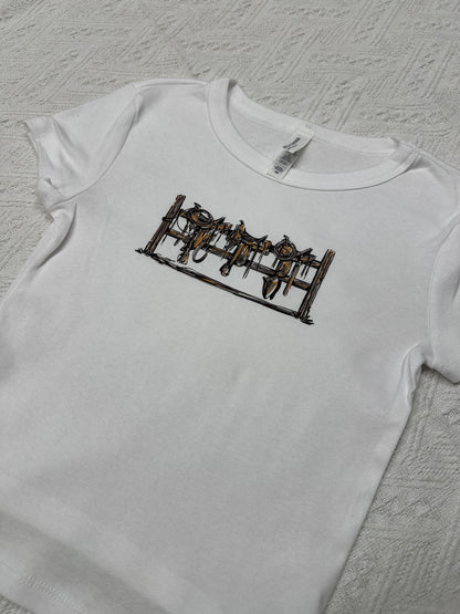 Saddles Up Cropped Tee - Western Tack Tee