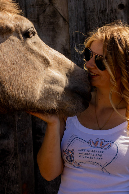 Life Is Better in Boots & a Cowboy Hat Fitted Crop Tank | Western Cowgirl Tank