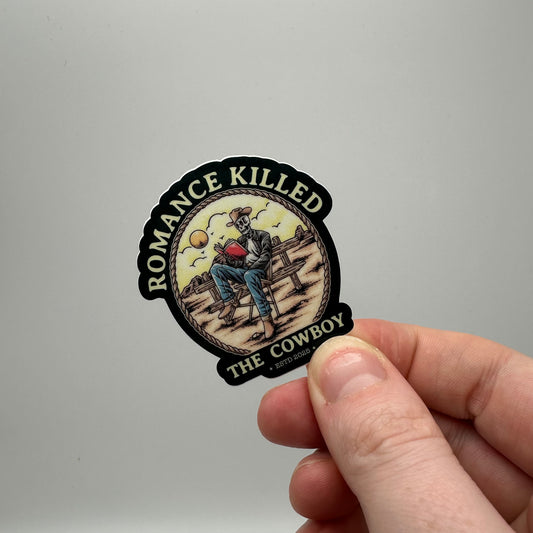 Romance killed the cowboy light sticker | book sticker | western sticker