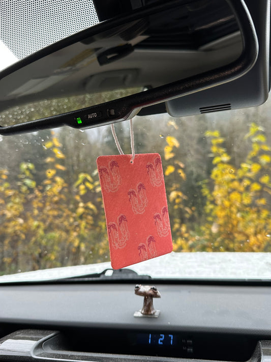 Pink bow boots car air freshener | western air freshener