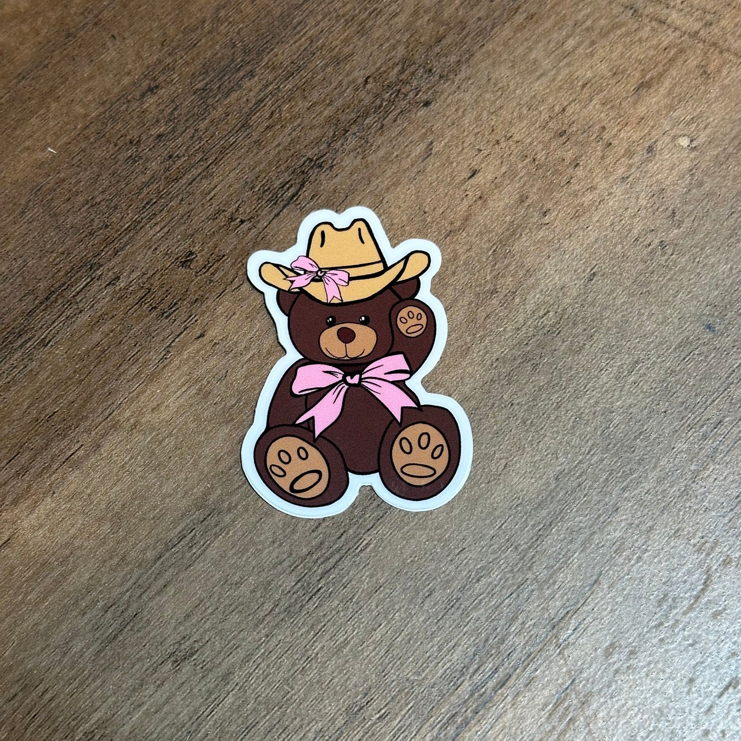 Cowboy teddy bear bow sticker