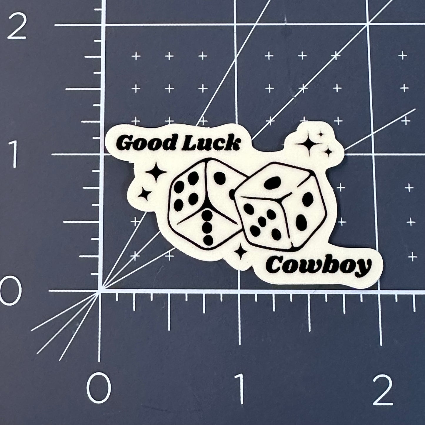 Good luck cowboy dice sticker