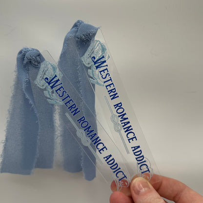 Western Romance Addict Blue Acrylic Bookmark | Western Bookmark