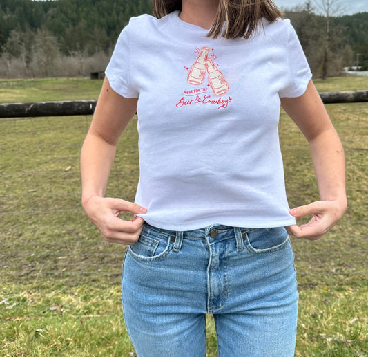 Beer and cowboys baby tee
