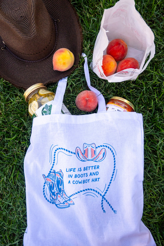Boots and hat tote bag | Western tote bag | tote bag | book bag